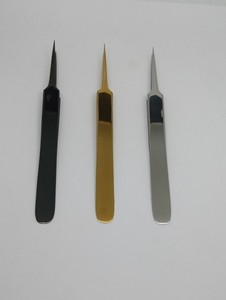 Pinces à cils en acier inoxydable doré pour femmes, poignée diamantée, pointe pointue à 90 degrés, extensions de cils et de sourcils, Ghafco - Product Image 2