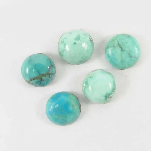 5 Pcs Tibetaanse Turquoise 8Mm Ronde Cabochon 7.4 Cts Losse Edelsteen