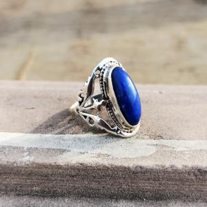 แหวนเงินแท้ 925 แบบปรับแต่งได้ งานแฮนด์เมด ดีไซน์หรูหรา ประดับพลอยลาพิส สำหรับงานแต่งงาน งานปาร์ตี้ ขายส่ง - Product Image 4