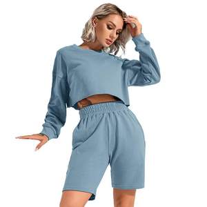 <b>Distress</b> Crop <b>Top</b> and Shorts Luxury Street Wear Winter Fashion Girl Sweatsuit and Tracksuit for Running and Jogging Style 2025 - Product Image 1