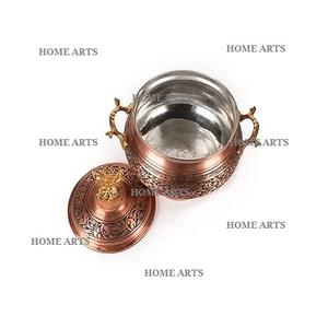 จานเสิร์ฟอาหารทรงกลมทำจากทองแดงพร้อมที่อุ่นอาหารคุณภาพดี - Product Image 4