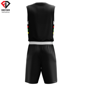 ชุดกีฬาแฟชั่นแบรนด์ที่กำหนดเองทีม100% โพลีเอสเตอร์ตาข่ายการพิมพ์ระเหิดที่มีคุณภาพสูงสไตล์บาสเกตบอลชุดเครื่องแบบผู้ชาย - Product Image 4