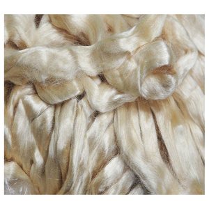 เส้นใยไหมทัสซาห์ธรรมชาติ 100% เส้นใยไหมรักษ์โลก ทำด้วยมือ รีไซเคิล สำหรับร้านขายเส้นใยไหม มีแบบฟอกสีให้เลือกด้วย - Product Image 1