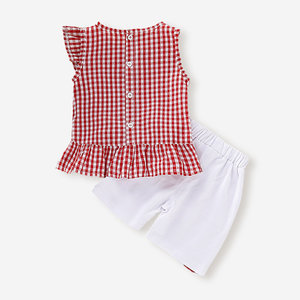 เสื้อผ้าแฟชั่นของเด็กที่เป็นมิตรกับสิ่งแวดล้อมชุดสองชิ้นเสื้อผ้าดอกทานตะวันเด็กผู้หญิง Cami กางเกงขากว้างกางเกงลำลอง OEM 100% - Product Image 2