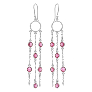 Boucles d'oreilles chandelier en tourmaline rose véritable. Fil d'oreille en argent sterling 925 plaqué or fait à la main Bijoux fins - Product Image 4