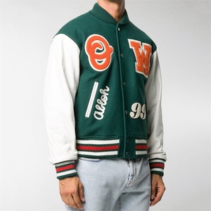 Offre Spéciale hommes Letterman Chenille broderie manches en cuir veste tissu personnalisé veste de travail Bomber Baseball Varsity veste hommes - Product Image 6
