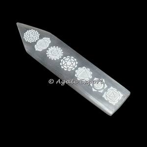 Baguettes en pierre de guérison acheter en ligne 7 Chakra Gravé Baguette guérison sélénite outils - Product Image 4