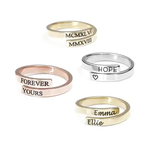 Wholesale Best Friend Initial Name Ring Custom Engraved Wrap Ring