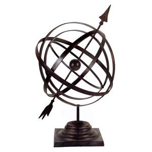 Décoration solaire en fonte brune, flèche métallique, sphère d'arme, Globe solaire, décoration - Product Image 1