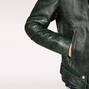 Hot Sale Green Vintage Motorcycle Biker <b>Jacket</b> Unisex <b>Leather</b> <b>Jacket</b> Men Women <b>Retro</b> Riding Outerwear - Product Image 3