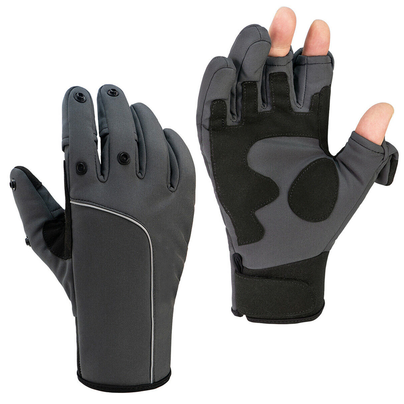 Seekbass — gants de pêche isolants, noir, résistant à l'eau, météo froid, hiver