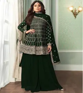 Designer paquistani salwar kameez desenhos bordados tecido feminino leitura trajes