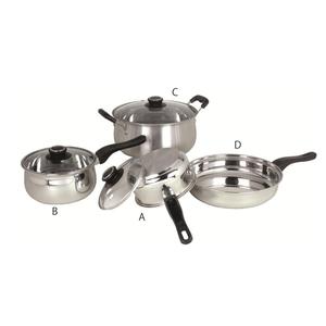 Ensemble de 7 ustensiles de cuisine en acier inoxydable pour cuisinière à induction avec couvercle, design classique, respectueux de l'environnement - Product Image 5
