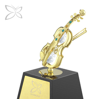 Trophée de musique en métal plaqué or personnalisé Crystocraft, style art populaire, avec cristaux taillés brillants, gravure laser et sérigraphie, Europe