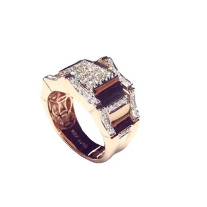 Hong Kong Jewelry Wholesale Sparkling Wealthy 18k Solid Rose Gold Real Diamond Jewels Huge Cluster Man Wedding Ring for Gift - Product Image 2