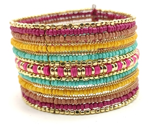 Brazalete con apertura Vintage bohemio para mujer, pulsera de cuentas de semilla hecha a mano, accesorios de moda de la India - Product Image 5