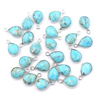 Pendentif en argent sterling 925 plaqué argent avec turquoise en forme de poire Kingman Block, fabrication artisanale de bijoux