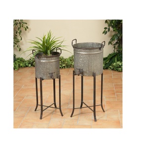 Macetero de hierro forjado, de hoja de Metal galvanizado en relieve, luz azul, colgante - Product Image 6