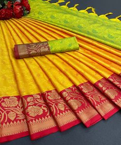 Banarasi Jacquard de Soie Surat Soie Sari Alphanumero - Product Image 4