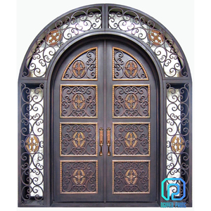 <b>Best</b> Standard Wholesale Supplier Modern Exterior Main <b>Door</b> Wrought Iron Grill <b>Steel</b> Double Entrance <b>Doors</b> Design - Product Image 3