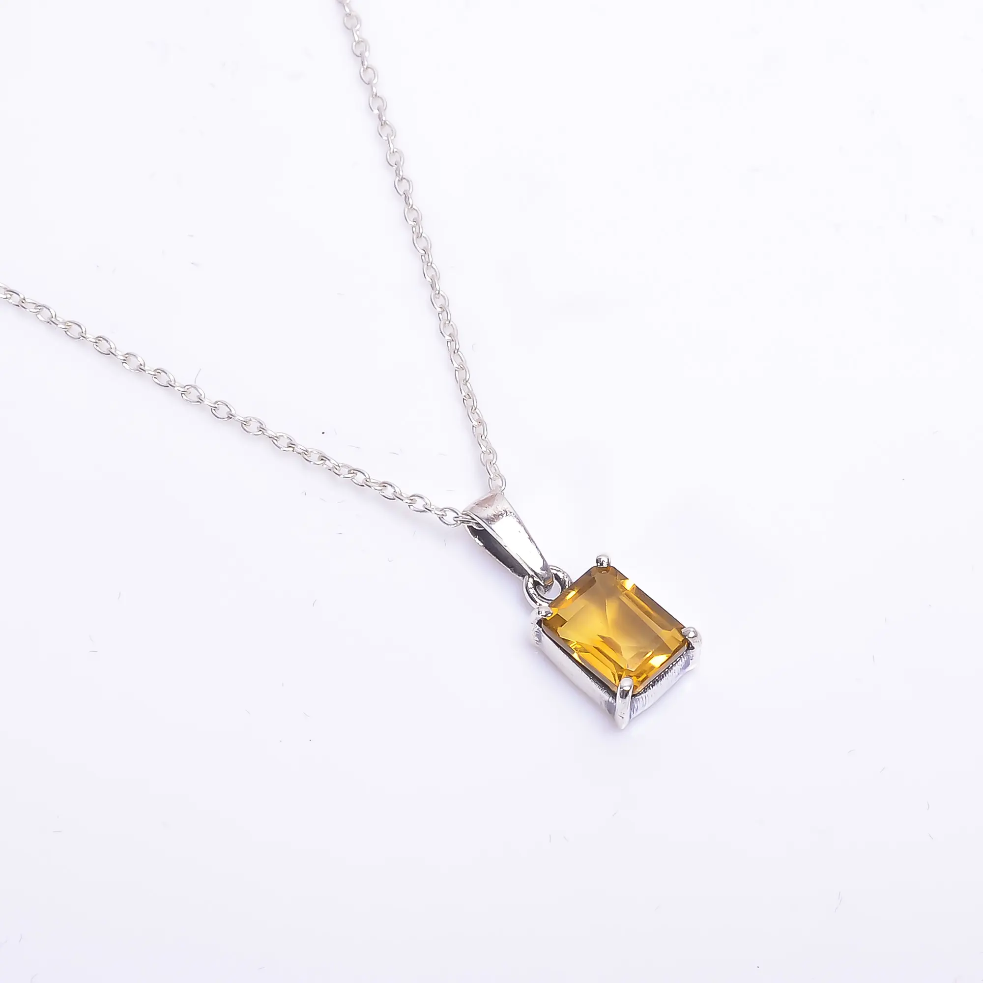 Collier élégant avec pendentif en Citrine naturelle, bijoux en argent Sterling 925, collier avec pierre de naissance en Citrine au prix de gros