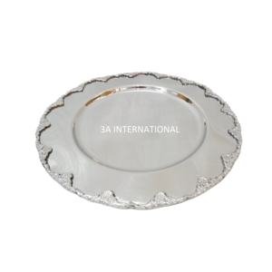 Assiettes de service arrondies de qualité standard plaquées argent finition antique assiettes de chargeur décoratives plat de service plaqué argent - Product Image 1