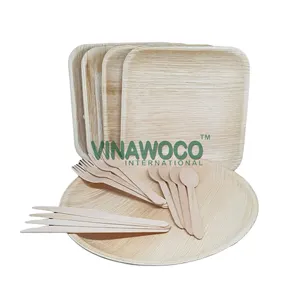 Platos desechables de hoja de palma Areca, vajilla Biodegradable, juego ecológico de 38 platos cuadrados de 10 pulgadas para platos de fiesta