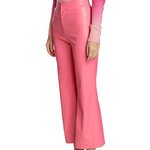 Pantalon de sport rétro en cuir véritable rose pour femme, pour un ajustement élégant et confortable, idéal pour les activités quotidiennes - Product Image 3