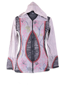 Grey Cloud Hue Embroidered Floral Bohemian Hoodies & Jacket CSWJ 433 - Product Image 1