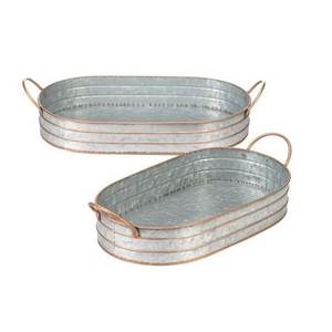 Plateau de service ovale en métal galvanisé - Product Image 1