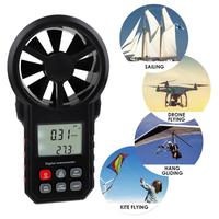 Anemómetro Digital con Indicador de Velocidad del Viento, Medidor de Velocidad del Aire y Temperatura del Aire con Retroiluminación