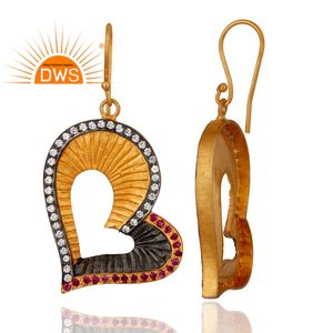 ล่าสุดการออกแบบแฮนด์เมดธรรมชาติสีแดงเพทายและ CZ พลอยหัวใจออกแบบห้อยต่างหูสำหรับผู้หญิงแฟชั่นเครื่องประดับผู้ผลิต - Product Image 2