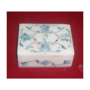 Cajas de Almacenamiento de Joyería de Mármol Blanco con Decoración de Nácar Verde de Última Producción, Forma Rectangular - Product Image 1