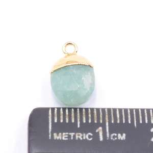 Pendentif ovale en amazonite vert de mer 12-14mm avec bélière en laiton plaqué or 14K et 18K - Product Image 2