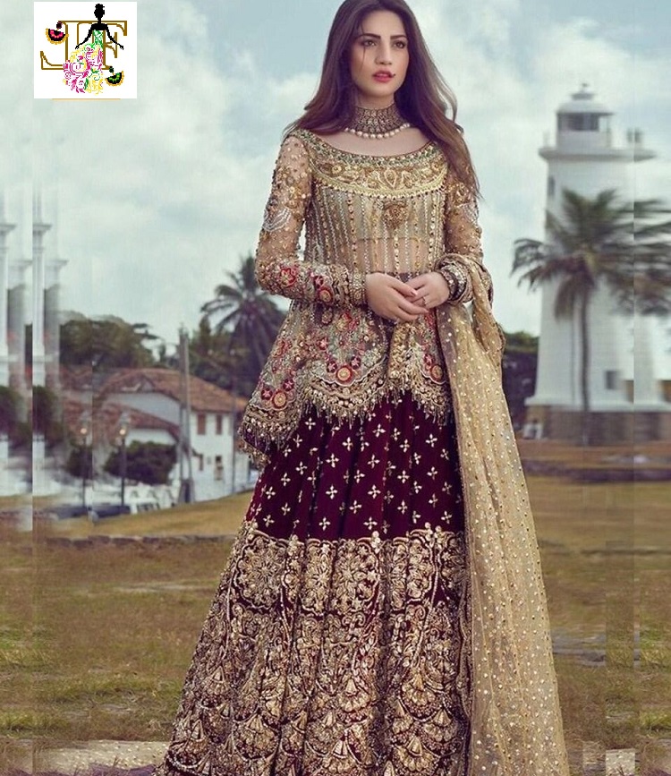 Lehenga Gharara-traje de césped paquistaní para mujer, nuevo diseñador, estilo indio, bordado pesado, para trabajo, bajo precio