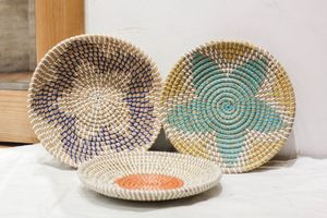 Panier en rotin du Vietnam, en rotin, fait à la main, artistique murale, plaque en jonc de mer pour la décoration () - Product Image 5