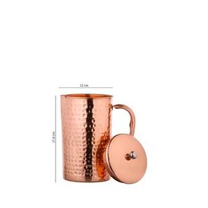Jarra de cobre de diseño antiguo Perilla de latón martillado con tapa Jarra de agua de cobre y tamaño personalizado a bajo precio - Product Image 3