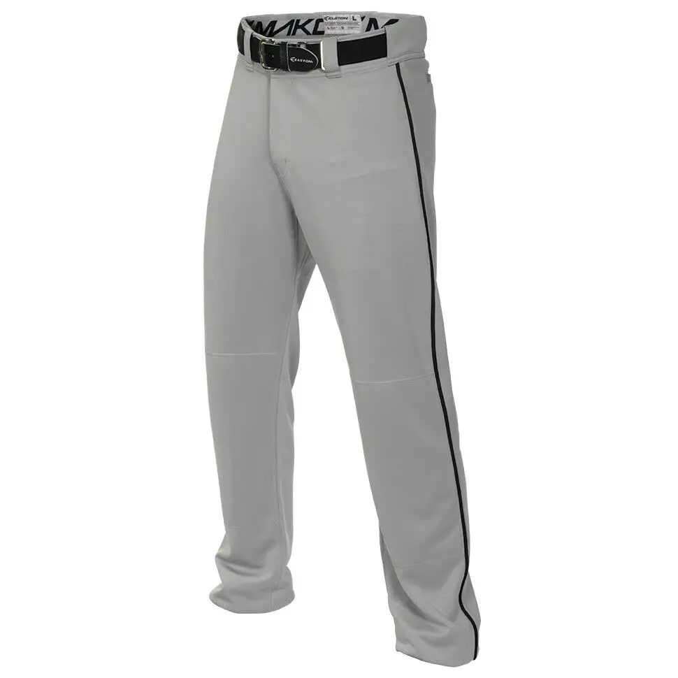 Custom Men's Piped Baseball Pants White & Grey - Long Baseball Trousers