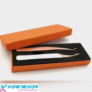 Pince à épiler en acier inoxydable pour extensions de cils, pointes dorées en fibre, outil professionnel pour cils - Product Image 4