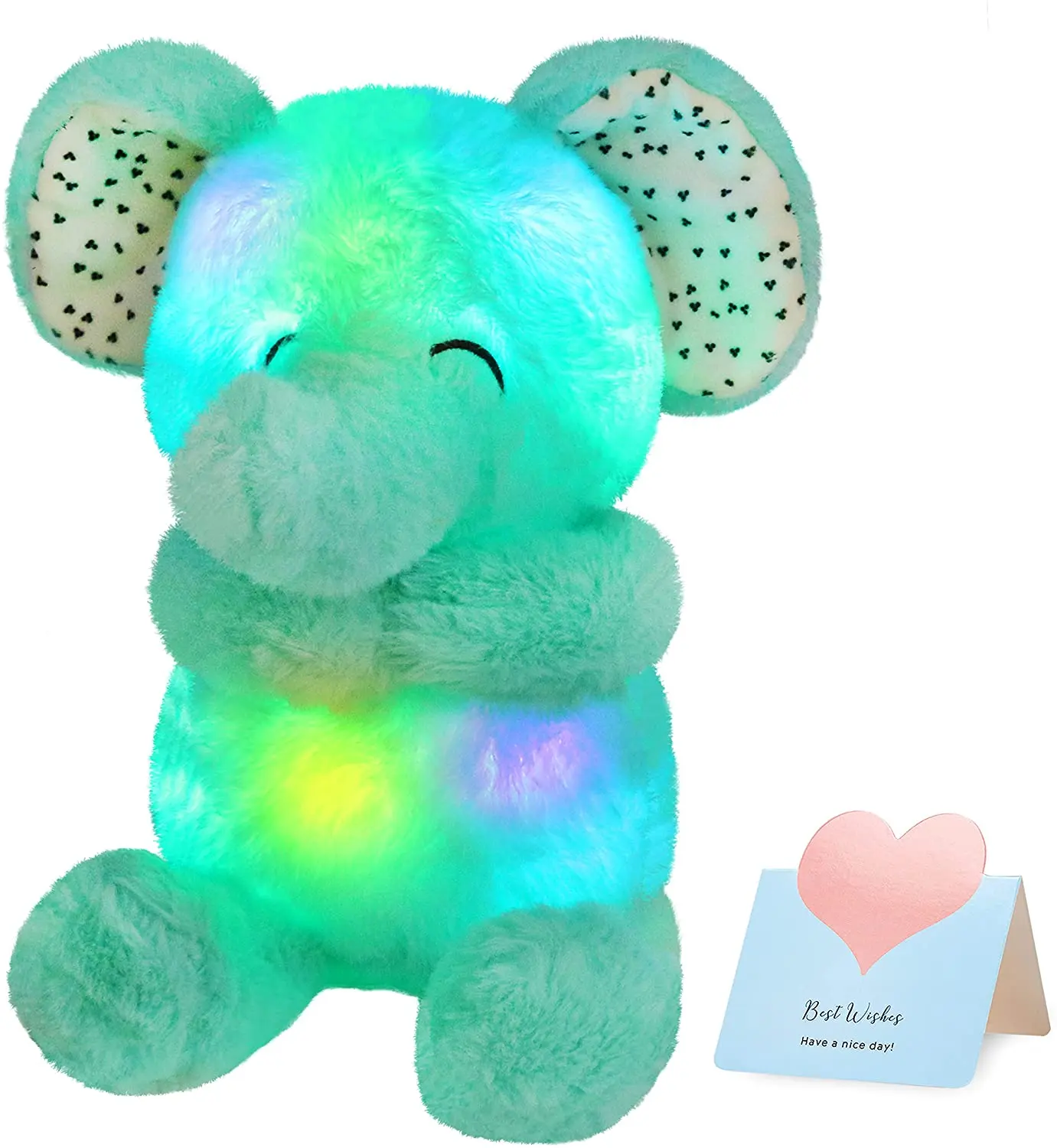 Gajah Boneka Binatang Floppy LED Mainan Mewah Lampu Malam Cahaya Bantal Hadiah Ulang Tahun untuk Anak-anak Bersinar Dalam Gelap