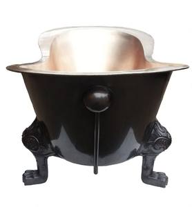 อ่างอาบน้ำทองแดงโบราณรองเท้าแตะคู่ทองเหลืองดีไซน์อิสระที่ทันสมัยพร้อมนิกเกิลขัดเงาผสมผสานของความสวยงามและความทนทาน - Product Image 4