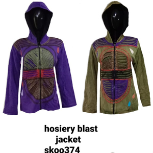 Unisex Eco-Friendly <b>Hippy</b> Boho Hosiery <b>Jacket</b> From Winter Collection 2022 Zipper Button Decorations with Ruffles Feathers! Sale! - Product Image 2