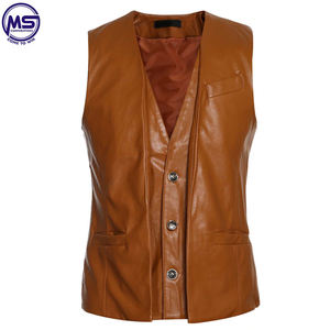 Pakistan Made Men's Reversible Leather <b>Vest</b> Plus Size Quick Dry Breathable Hip Hop Style Outer Wear for Autumn Season Low Plaid - Product Image 2