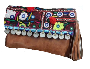 Bolso de Mano Étnico Tradicional Banjara KAMARVY, Diseño Vintage, Hecho a Mano, con Cierre de Cremallera, Forro de Algodón, Bordado con Cuentas - Product Image 2