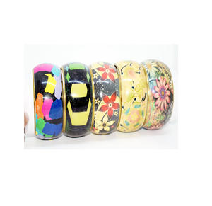 2010 agosto Feria Internacional de joyería muestra brazaletes de tono dorado antiguo conjunto de brazaletes para mujeres brazaletes de laca de vidrio texturizado - Product Image 2