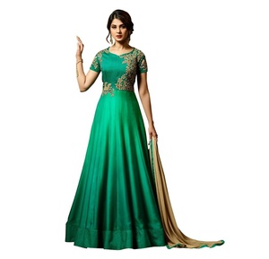Embroidery Silk Salwar Suit Latest Indian Women Adults India Pakistan <b>Machine</b> Wash Dry <b>Clean</b> Multi Color Wedding 500 Garment - Product Image 1