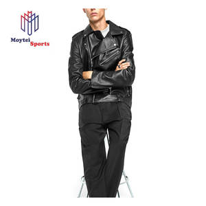 Veste en cuir et toile polaire pour homme, haute qualité, sur mesure, vente en gros, design tendance, col rond, grande taille, confortable, chaude, pour l'extérieur en hiver - Product Image 6