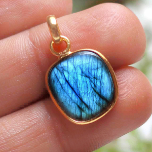 Pendentif à breloques pour la fabrication de bijoux, en tissu, lampe suspendue à lunette, en acier inoxydable, pistolet de hip hop, pierres précieuses labradorite naturelles - Product Image 1