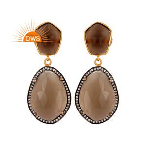 925สเตอร์ลิงเงินธรรมชาติควอตซ์และเพทายสีขาวอัญมณีตุ้งติ้งเครื่องประดับสำหรับผู้หญิงของขวัญสำหรับผู้หญิงสำหรับเธอ - Product Image 1