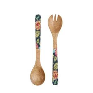 Cuillère à manche en bois et de cuillère, pour taille personnalisée et fourchette pour la salade, pour utilisation de ustensiles de fête 1 pièce - Product Image 1